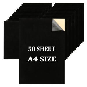 acrux7 50 pcs adhesive black felt sheets, a4 size self adhesive black velvet fabric peel and stick felt sheet for jewelry box/drawer liner, diy arts and crafts (8.3 x 11.8 inch)