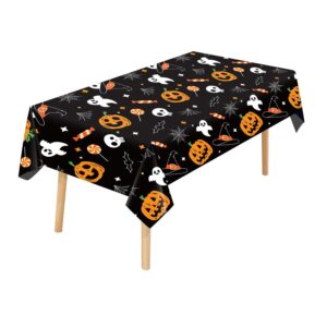 cxpsinc 4 pack halloween pumpkin ghost tablecloth,54" x 108" rectangular plastic spider web table cloth large size halloween table covers for home decor halloween party decorations (pumpkin ghost)