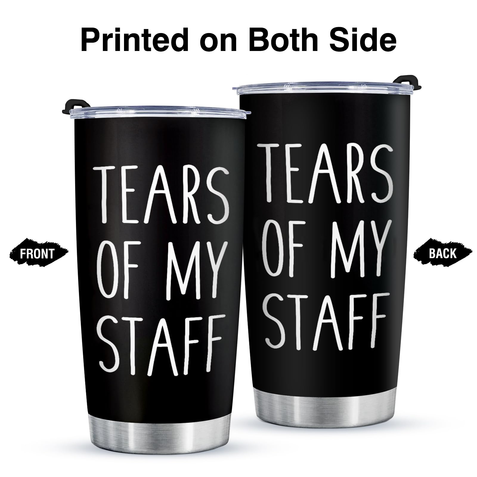 Shqiueos Funny Boss Christmas Gifts-Tears of My Staff 20 Oz Stainless Steel Tumbler Cup, Birthday Gifts for Boss, Boss Lady, Employer, Principal, Boss Day Gifts for Office Men Women