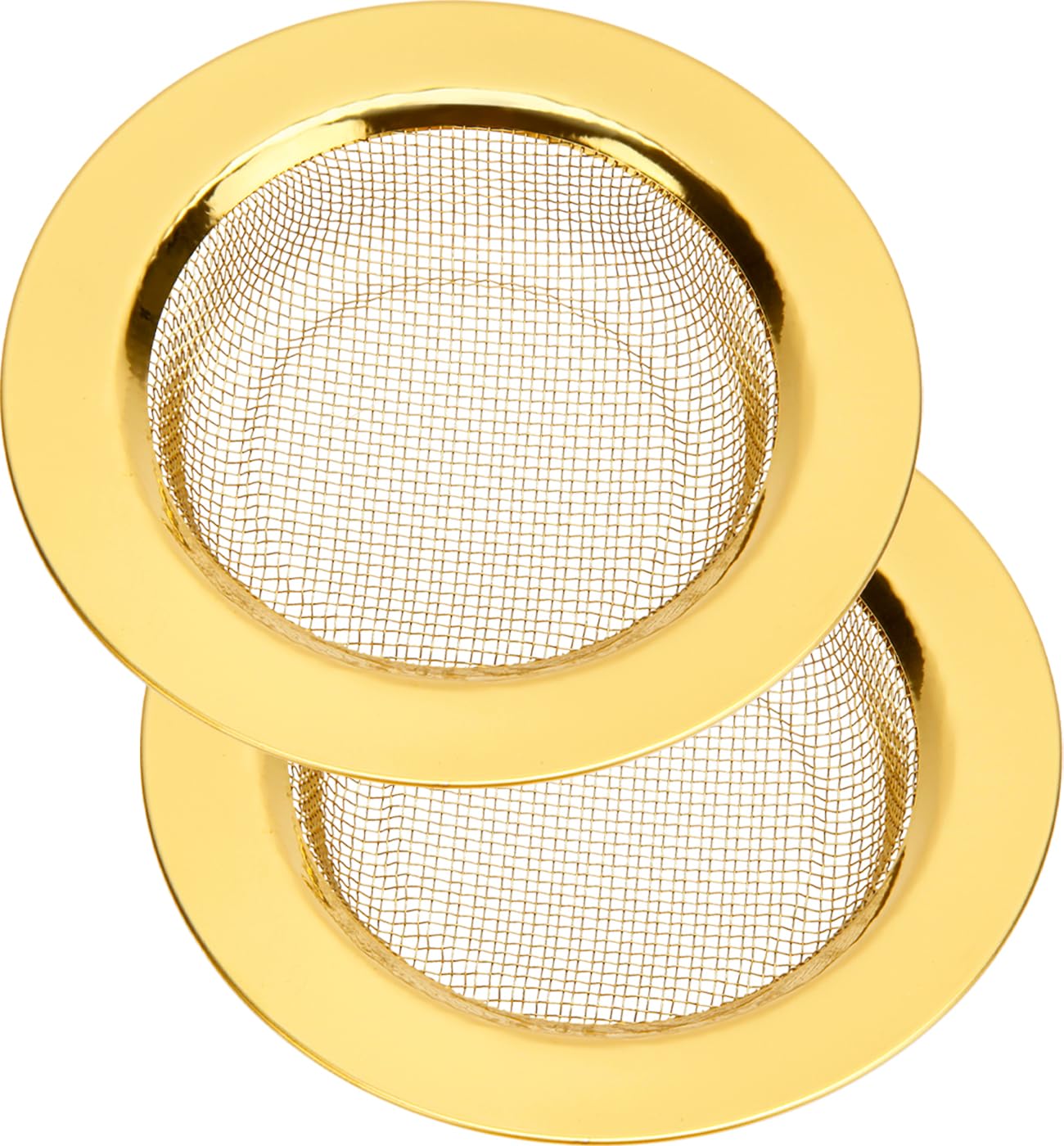 Raings 2 PCS Kitchen Sink Strainers Stainless Steel, Upgrade Anti-Clogging Mesh Sink Drain Basket, Strainers for Sink Drain Food Catcher with Large Wide Rim 4.5" Diameter (Gold)