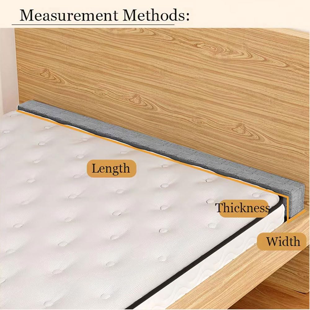 Custom Bed Gap Filler, Mattress Extender for King Twin Full Bed, Space Filler Between Bed and Wall Side with Removable Cover, Thick Wedge Headboard Gap Filler Queen (Linen)