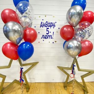 Red Blue Balloon Garland Kit, 18/12/10/5 inch Blue Red Chrome Silver and Sand White Party Balloon Arch Kit for Baby Shower Graduation Baseball Superhero Birthday National Day 4th of July Decorations