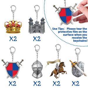 YYMYMGJ Medieval Knight Party Favors 12 PCS Medieval Knight Themed Acrylic Key Chains for Knight Costume Cosplay Crusader Knight Birthday Party Mardi Gras Ball Graduation Prom Decorations Supplies