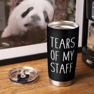 Shqiueos Funny Boss Christmas Gifts-Tears of My Staff 20 Oz Stainless Steel Tumbler Cup, Birthday Gifts for Boss, Boss Lady, Employer, Principal, Boss Day Gifts for Office Men Women