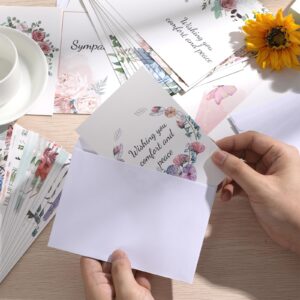 ZOIIWA 150 Pieces Bulk Sympathy Card with Envelopes Flower Sympathy Thank You Cards With Greetings Inside Floral Funeral Thank You Cards Bereavement Cards Condolences Cards