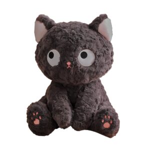 wyedjhf cute black cat stuffed animal toy, kawaii cat plush pillow, black cat soft plushies throw pillow for kids birthday christma halloween day gifts decor (sitting, 9.8in)