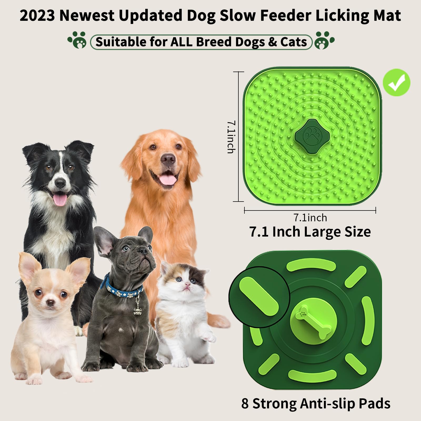 CIICII Dog Lick Mat for Dogs Crate, 2 in 1 Dog Slow Feeder Treat Mat (Large 7.1" Dog Licking Mat + Dog Crate Training Aid) with Silicone Anti-Slip Pad for Dogs/Cats Anxiety Reduction & Boredom Relief