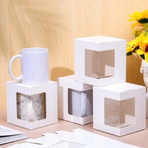 Harloon 36 Pack Mug Boxes for Gifts Coffee Mugs Boxes Gift Boxes for Shipping Sublimation Mugs Transparent Wine Glass Gift Packaging Box for Blanks 11oz, 12oz, 15oz Gift Wrapping (White)