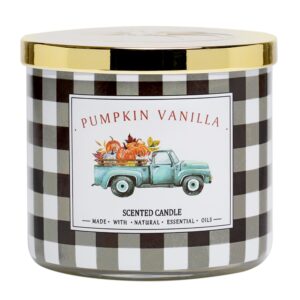 pumpkin candle fall candle pumpkin vanilla secented candle autumn 3 wicks large candle 14 oz