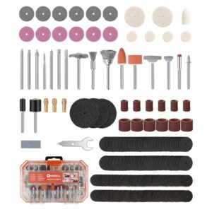 hardell rotary tool accessories, 227pcs power rotary tool accessories kit, 1/8"(3.2mm) diameter shanks, universal fitment for easy cutting, polishing, sanding, carving, grinding(orange)