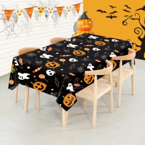 CXPSINC 4 Pack Halloween Pumpkin Ghost Tablecloth,54" x 108" Rectangular Plastic Spider Web Table Cloth Large Size Halloween Table Covers for Home Decor Halloween Party Decorations (Pumpkin Ghost)