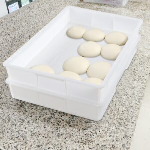 Gainhope 4-Pack Commercial Stackable Pizza Proofing Dough Box, Plastic Pizza Dough Boxes, White