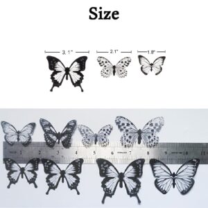 Ewong 54Pcs Black 3D Butterfly Wall Decor - Butterfly Decoration Party Cake Decorative - Removable Waterproof Butterfly Wall Decal Birthday Home Room Decor Bathroom Bedroom Sticker & Murals