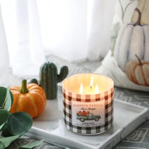 Pumpkin Candle Fall Candle Pumpkin Vanilla Secented Candle Autumn 3 Wicks Large Candle 14 oz