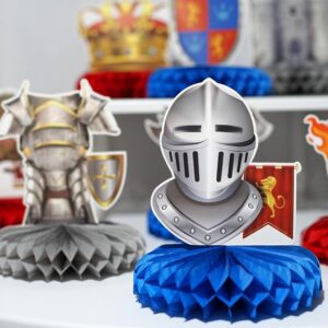 9 Pieces Knights Decorations Knight Birthday Party Supplies Medieval Honeycomb Centerpieces Castle Table Centerpieces Medieval Table Topper Centerpieces for Medieval Party Supplies