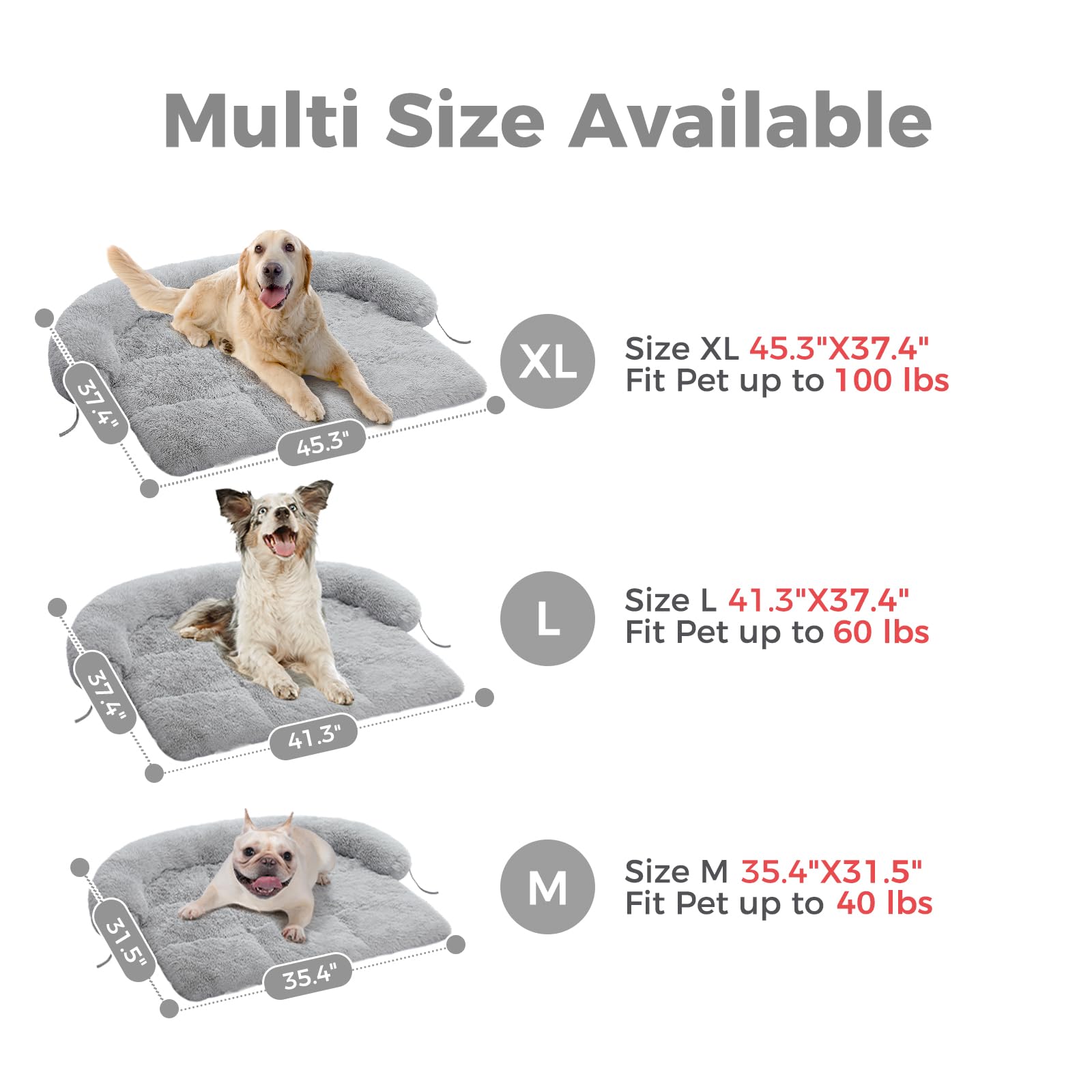 MUTTROS Dog Bed Large Sized Dog, Fluffy Dog Bed Couch Cover, Calming Large Dog Bed, Washable Dog Mat for Furniture Protector,Perfect for Small, Medium and Large Dogs and Cats