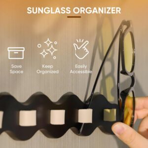 ONULISS Sunglass Organizer Wall, Beechwood Hanging Sunglasses Organizer Storage, Sunglass Holder for Wall, Sunglasses Holder Eyeglass Holder Stand, Sun Glasses Organizer Display Rack, 7 Slots (Black)