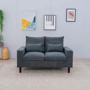 Panana 2 Seater Sofa 2 Seat Loveseat Compact Loveseat Couch Living Room Furniture with Armrest, Grey 2 Seater