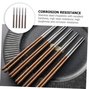 COLLBATH 5 Pairs Non Reusable Stainless Steel Chopsticks Lightweight Dishwasher Chopsticks for Everyday Use