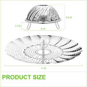 FOFAYU Vegetable Steamer Basket for Cooking, Stainless Steel Veggie Fish Food Steamer Basket, Folding Expandable Steamers to Fit Various Size Pot