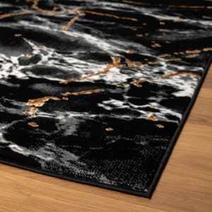 LUXE WEAVERS Marble Abstract Black 5x7 Area Rug