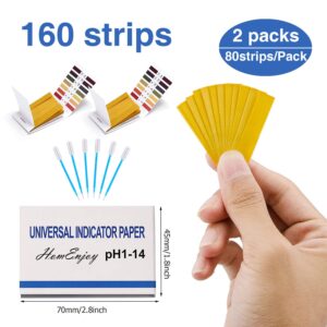 2 Pack pH Test Strips, 160 Strips pH.1-14 Universal pH Test Paper Litmus Test Paper pH Soap Making Testing Strips for Water Wine Saliva Urine Soil Testing Pet Food and Diet pH Monitoring (Sealed Pack)