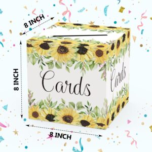 RLCNOT Sunflower Card Box, Gift or Money Box Holder Party Favor Supplies, Floral Card Receiving Box for Birthday, Wedding Engagement, Bridal or Baby Shower Graduation Anniversary 8" Box 1 Count - 007