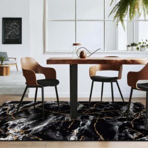 LUXE WEAVERS Marble Abstract Black 5x7 Area Rug