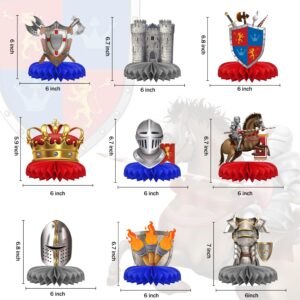 9 Pieces Knights Decorations Knight Birthday Party Supplies Medieval Honeycomb Centerpieces Castle Table Centerpieces Medieval Table Topper Centerpieces for Medieval Party Supplies