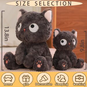 WYEDJHF Cute Black Cat Stuffed Animal Toy, Kawaii Cat Plush Pillow, Black Cat Soft Plushies Throw Pillow for Kids Birthday Christma Halloween Day Gifts Decor (Sitting, 9.8in)