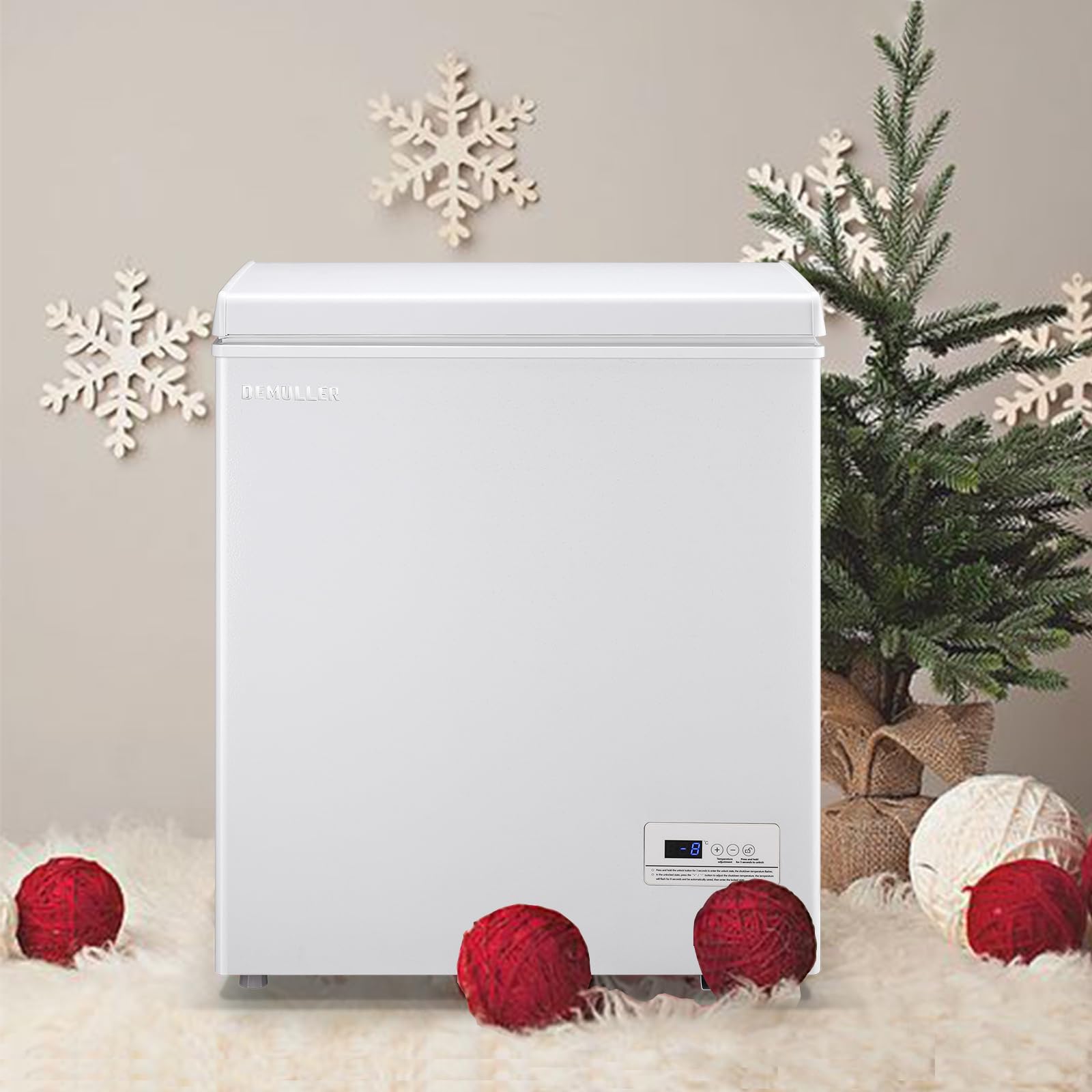 Deep Freezer with Electronic Control Freestanding Freezers with 2Removable Stainless Steel Basket Mini Freezer Top Open Door Compact Freezer Ideal for Office Basement Kitchen WHITE