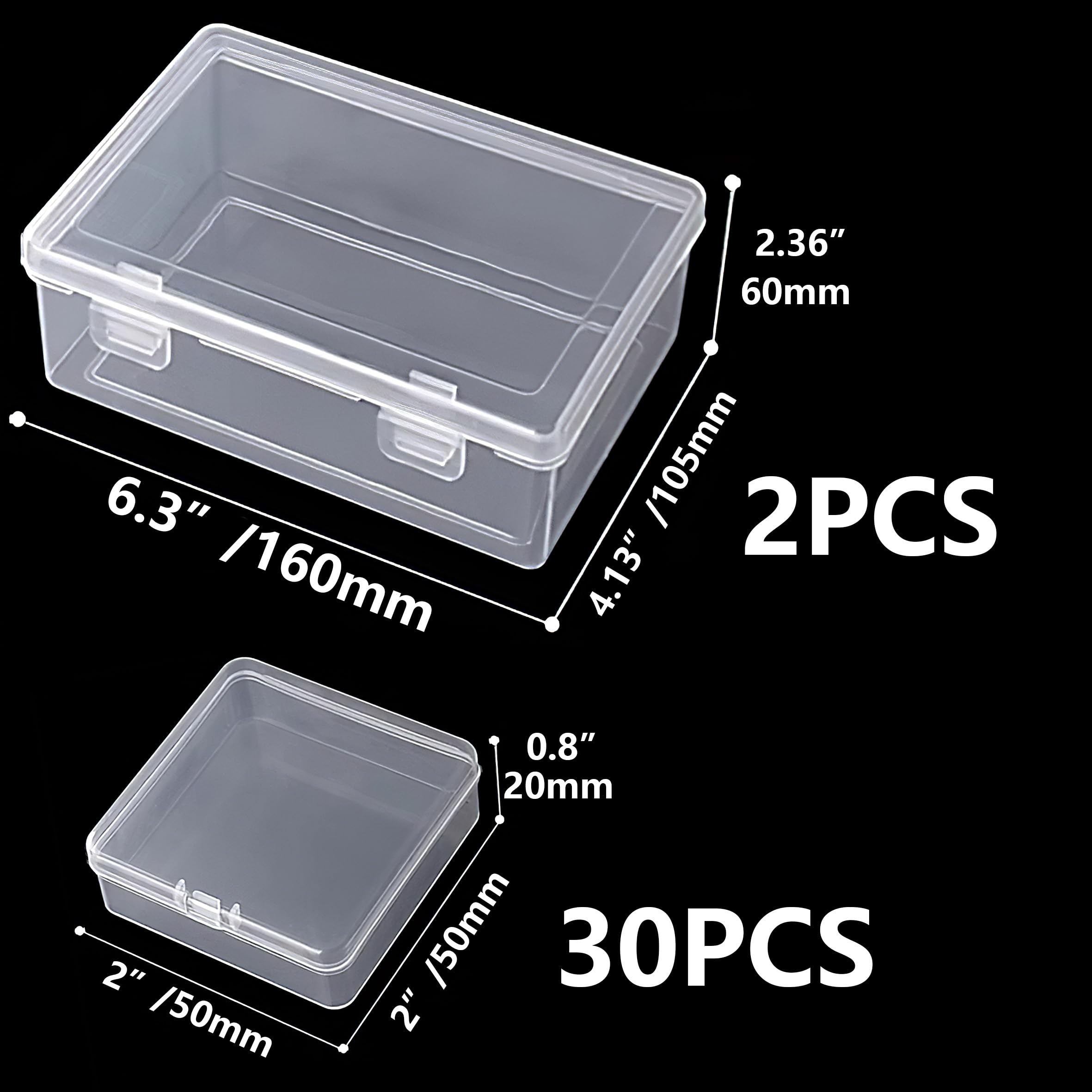 YHNTGB 30pcs Small Clear Plastic Beads Storage Containers Box, Small Bead Organizer Containers, Mini Bead Storage Containers Transparent Boxes for Small Items DIY Crafts Jewelry Hardware Diamond