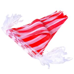 Red and White Striped Carnival Pennant Banners, 177 Feet 130pcs String Flags Triangle Bunting for Cirucs Birthday Party Decoration Festival Celebration