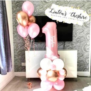 Pastel Pink 1 Balloons, 40 Inch Giant Light Pink Helium Foil Number 0-9 for Girls, Self Inflating 1st Birthday Balloon for Women Anniversary Baby Shower Princess Party Decorations Supplies