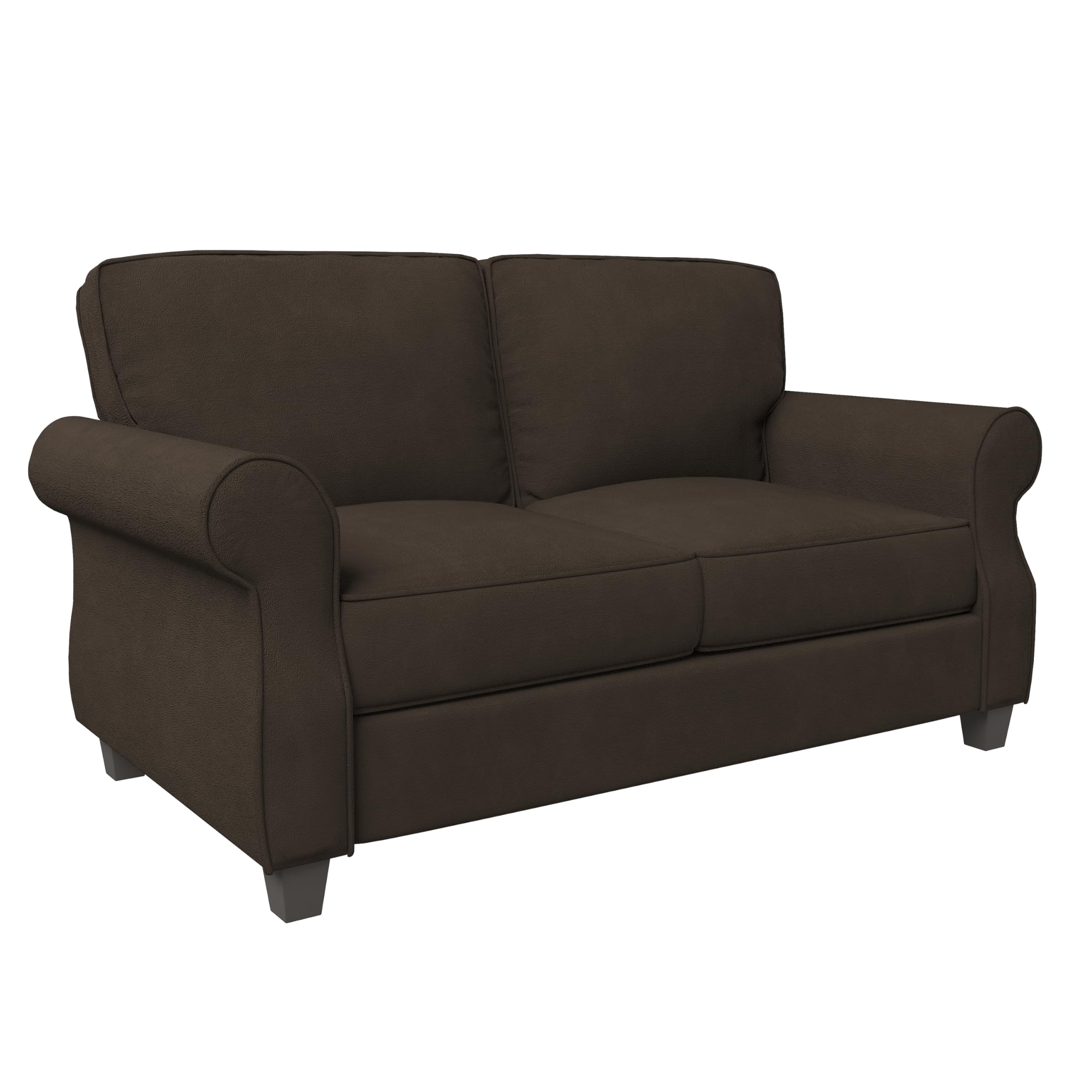 ZeeFu 56" Loveseat Sofa Couch: Modern Brown Velvet Love seat Sofa Couch, Mid Century 2 Seat Comfortable Small Sofa - Easy Install Soft Sofa Couch for Small Spaces Living Room Bedroom Apartment Office