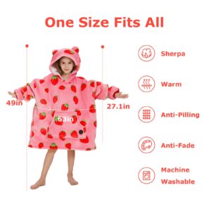 THREE POODLE Wearable Blanket Hoodie for Kids, Oversized Sherpa Sweatshirt Blanket with Giant Hood, Warm Cozy Hooded Blanket, Cute Gifts for Kids Girls Boys