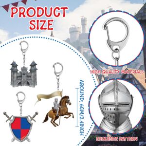 YYMYMGJ Medieval Knight Party Favors 12 PCS Medieval Knight Themed Acrylic Key Chains for Knight Costume Cosplay Crusader Knight Birthday Party Mardi Gras Ball Graduation Prom Decorations Supplies