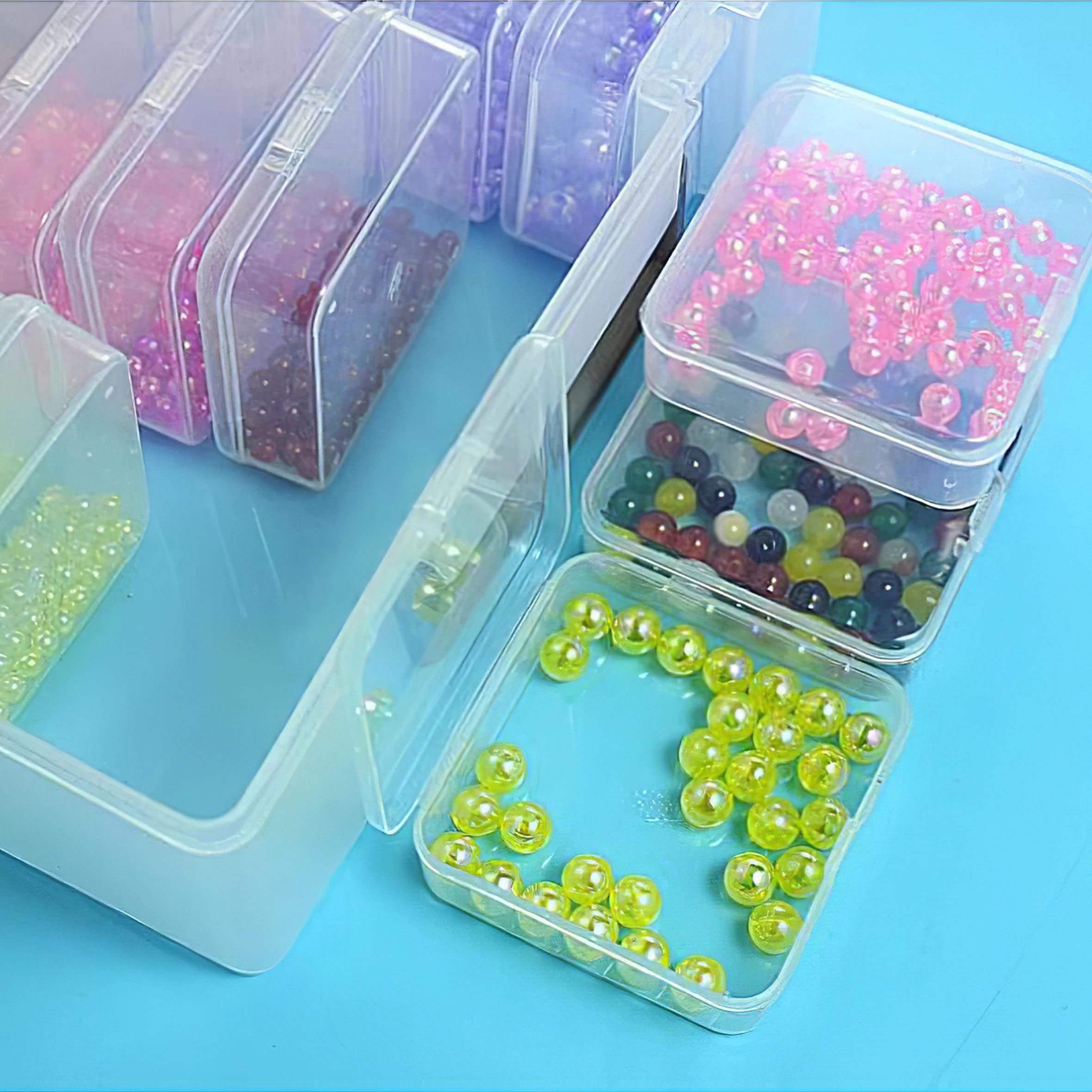 YHNTGB 30pcs Small Clear Plastic Beads Storage Containers Box, Small Bead Organizer Containers, Mini Bead Storage Containers Transparent Boxes for Small Items DIY Crafts Jewelry Hardware Diamond