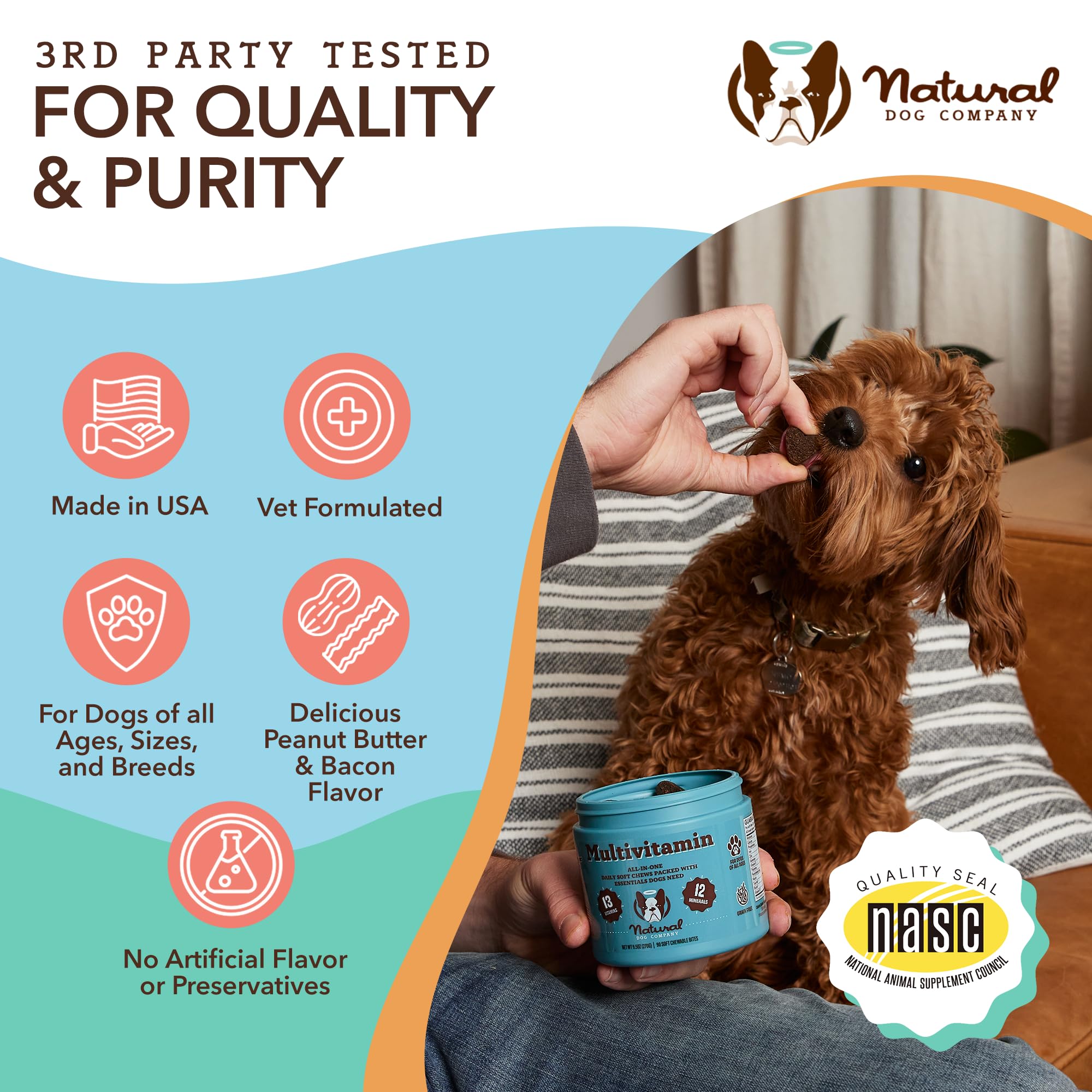 Natural Dog Company Multivitamin and Probiotic Chews Bundle: Complete Nutritional Support for Dogs, Boosts Immune System, Enhances Digestive Health, Ideal for Senior Dogs and with Sensitive Stomachs