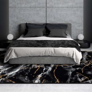 LUXE WEAVERS Marble Abstract Black 5x7 Area Rug