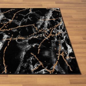 LUXE WEAVERS Marble Abstract Black 5x7 Area Rug