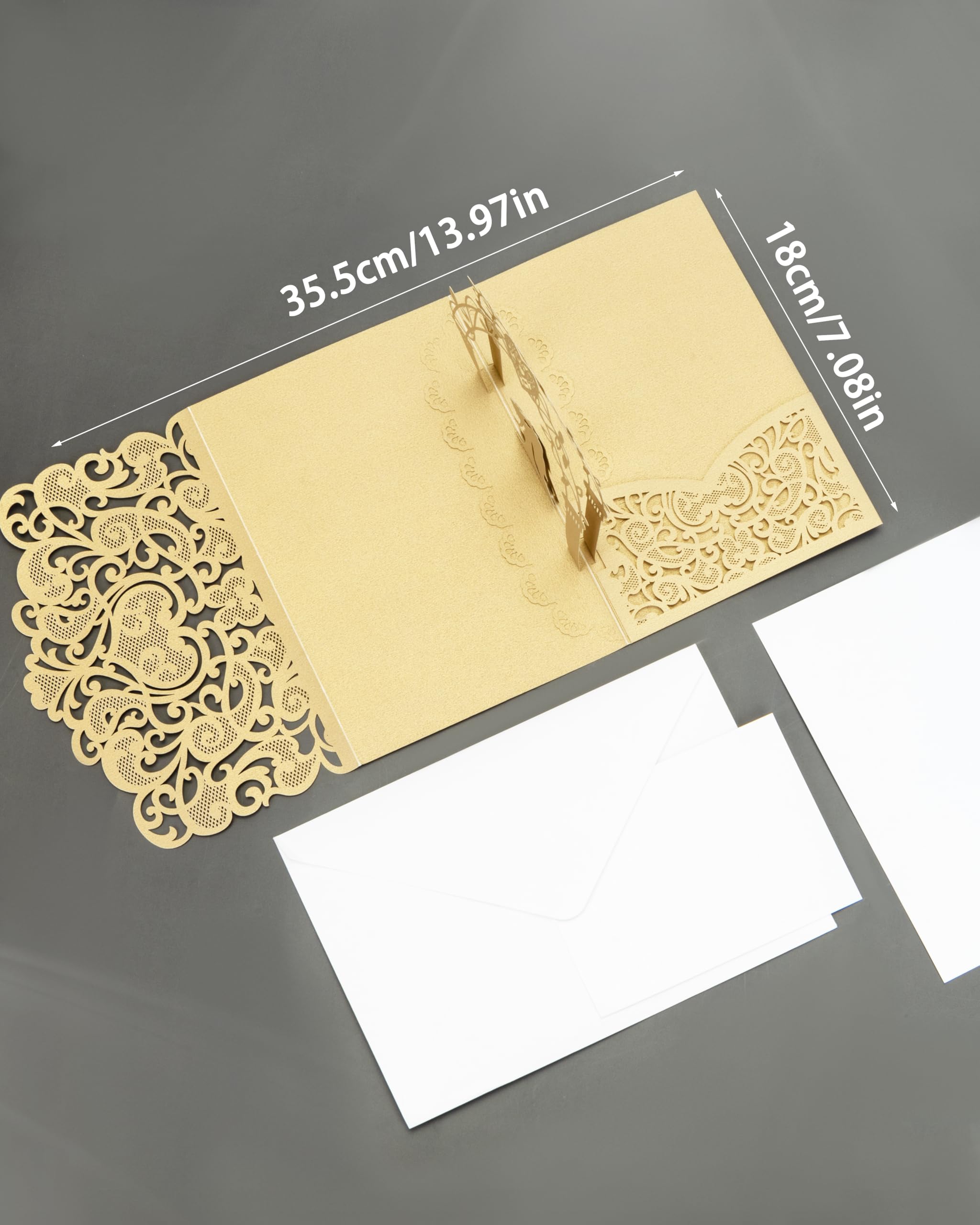 STAWINK Wedding Card for Bride and Groom, Dark Gold 3D Pop up Wedding Card with Envelope and 2 Inside Pages, Wedding Shower Card, for Greeting/Anniversary/Wedding/Valentine/Engagement