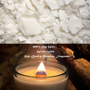 (Frankincense & Myrrh) Wooden Wick, 100% Soy, Highly Scented, Hand Poured Soy Candle, 8 oz