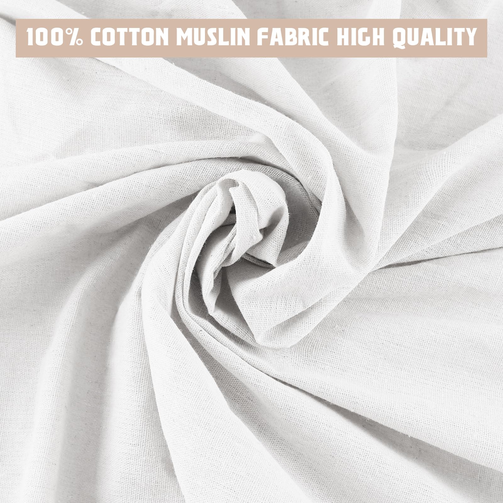 Muslin Fabric 100% Cotton Muslin Linen Fabric 63 inch x 10 Yards Medium Weight Textile Bleached White Cotton Fabric by Yard for Sewing Apparel Cloth