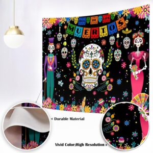 Mocsicka Day of The Dead Backdrop Mexican Día De Los Muertos Background Fiesta Sugar Skull Halloween Dress-up Party Decoration Halloween Cake Table Banner (Muticolor, 7x5ft(82''x60''))