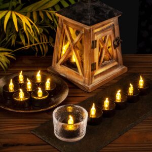 Windshell 24 PCS Black LED Tea Lights (Warm Yellow Flame), Battery Operated Tealight Candles (No Remote and Timer), Black Flameless Small Candles for Wedding, Thanksgiving and Halloween