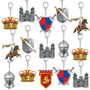 yymymgj medieval knight party favors 12 pcs medieval knight themed acrylic key chains for knight costume cosplay crusader knight birthday party mardi gras ball graduation prom decorations supplies