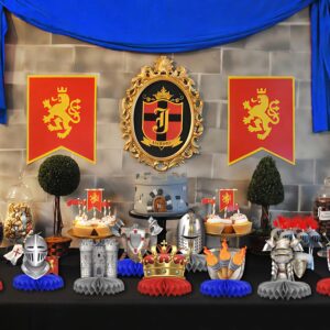 9 Pieces Knights Decorations Knight Birthday Party Supplies Medieval Honeycomb Centerpieces Castle Table Centerpieces Medieval Table Topper Centerpieces for Medieval Party Supplies