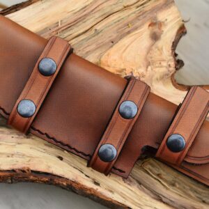 ALZAFASH Handmade Leather Knife Sheath, EDC Knife Holster, Belt Loop Knife Holder, Horizontal Knife Sheath for Belt, Knife Case for Hunting,Fixed Blade,Tracker Knives