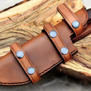 ALZAFASH Handmade Leather Knife Sheath, EDC Knife Holster, Belt Loop Knife Holder, Horizontal Knife Sheath for Belt, Knife Case for Hunting,Fixed Blade,Tracker Knives